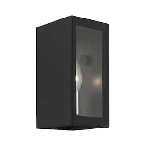 Winfield Textured Black Outdoor Hardwired ADA Small 1-Light Sconce with No Bulbs Included