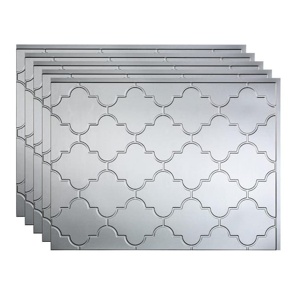 Fasade 18.25 in. x 24.25 in. Monaco Vinyl Backsplash Panel in Argent Silver (5-Pack)