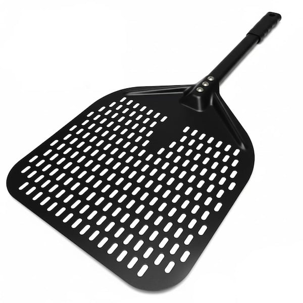 12 in. Perforated Stainless Steel Pizza Peel with 28 in. Total Length for All Indoor and Outdoor Ovens