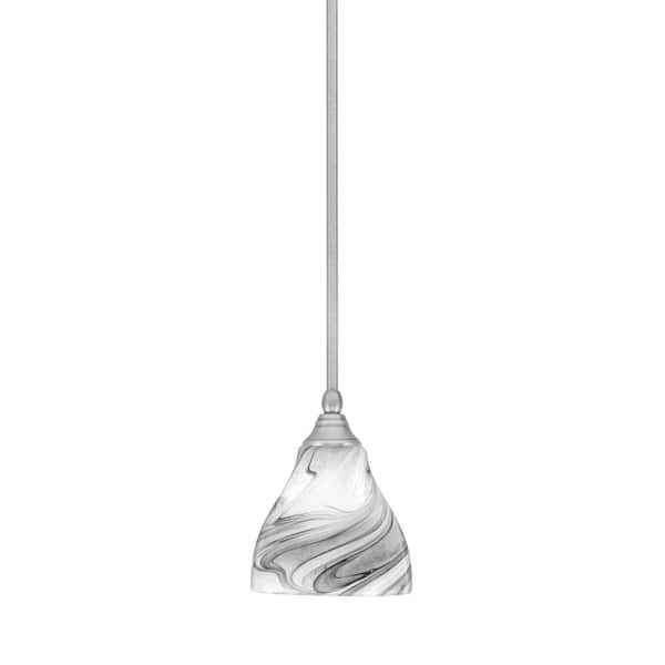 Unbranded Sparta 100-Watt 1-Light Brushed Nickel Shaded Pendant Light Mini Pendant with Onyx Swirl Glass and No Bulb Included