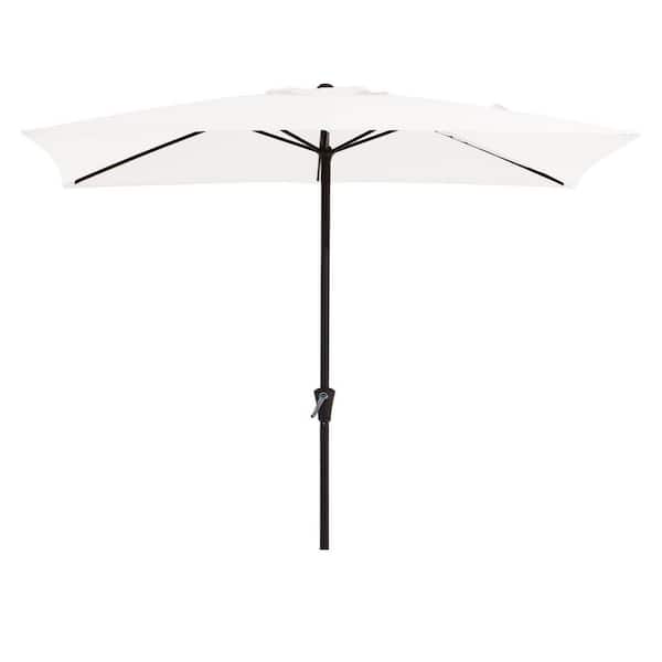 8 ft. x 10 ft. Steel Rectangular Market Umbrella in White