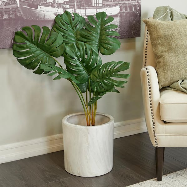 36 in. H Monstera Artificial Plant with Realistic Leaves and Black Fluted Pot