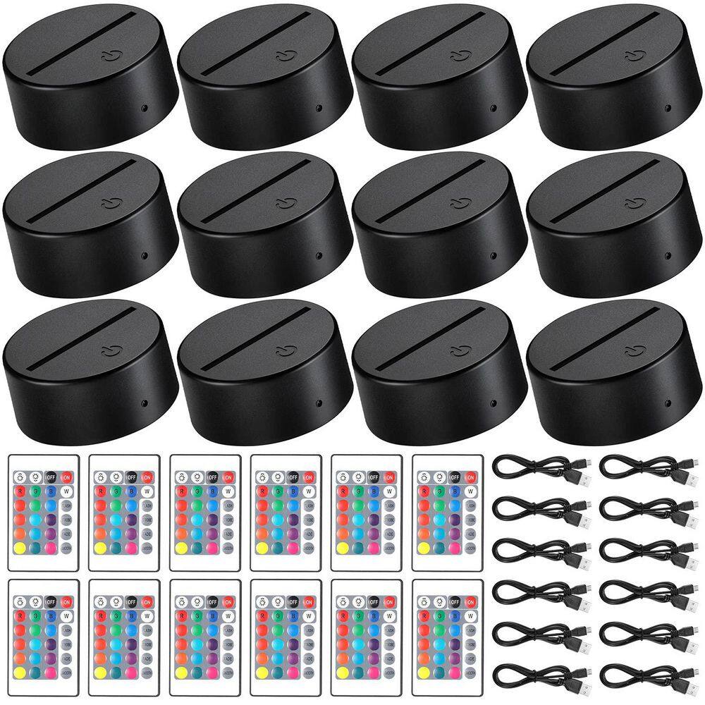 12 Set 3.35 in. 3D Night LED Light Lamp Base, Light Display Base with Remote Control USB Cable for Acrylic Resin Glass price history on PriceWatchPro