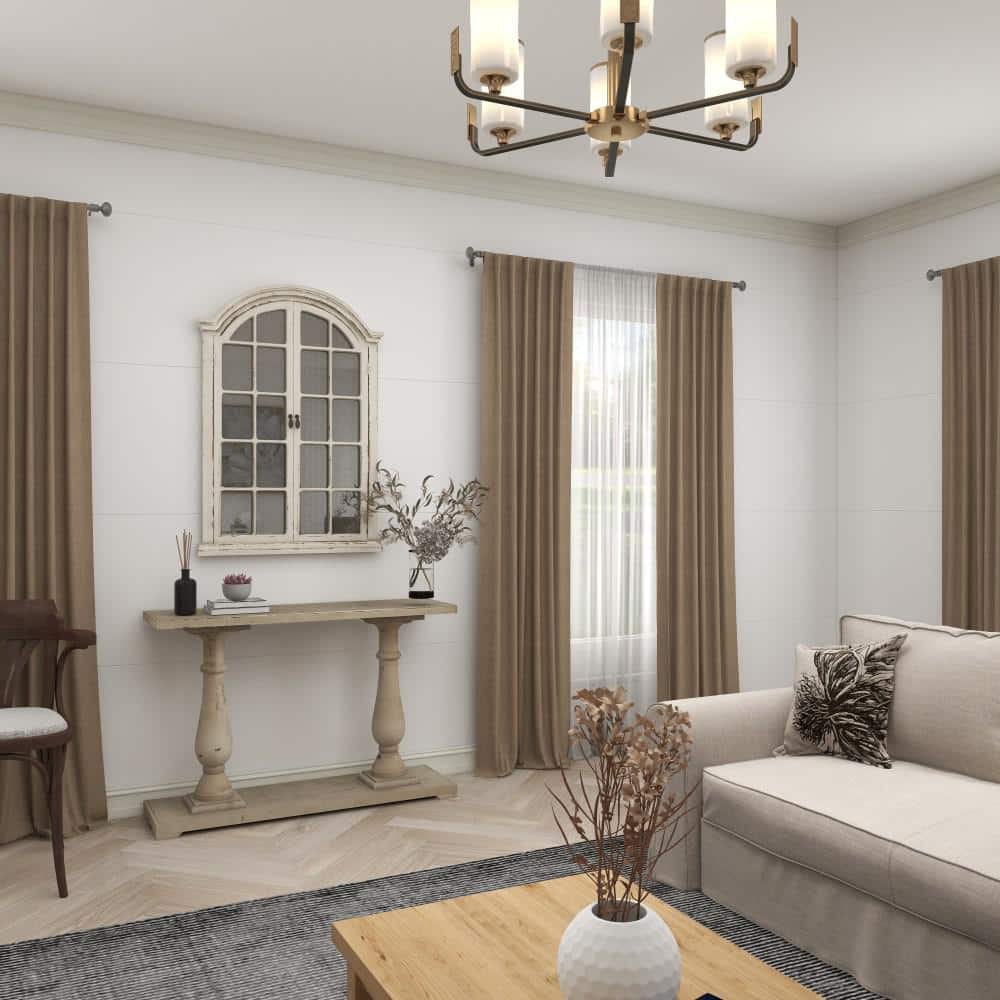 Cream Wood Windowpane Arched Wall Mirror with Distressed Finish