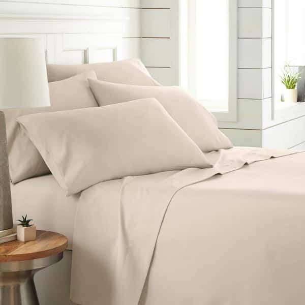 Southshore Fine Linens Vilano Series 21 in. Extra-Deep Pocket 6-Piece Bone King Microfiber Sheet Set