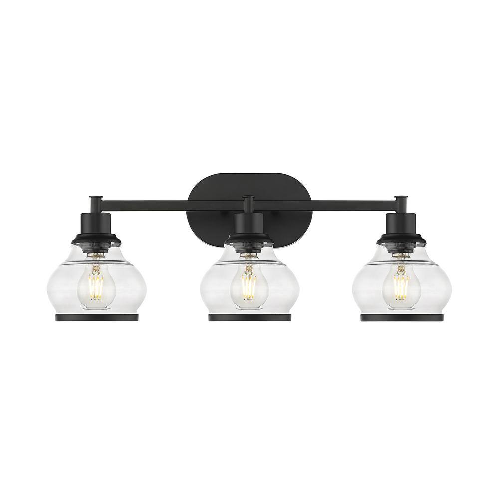 Ove Decors Theodore VIII - 3 LED Vanity Lights Vintage  Industrial Wall Sconce Fixture in Black Finish