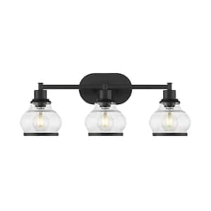 KAISITE 22.4 in. 3-Light Black and Gold Bathroom Vanity Light with ...