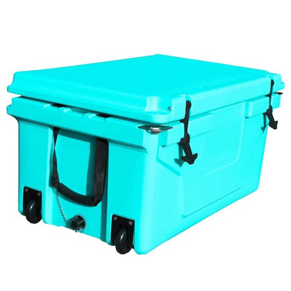 AUTMOON 65 qt. Outdoor Cooler Fish Ice Chest Box Camping Cooler Box, Blue
