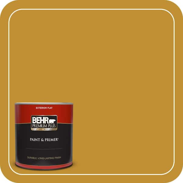 BEHR PREMIUM PLUS 1 qt. #M290-7 Turmeric Flat Exterior Paint & Primer