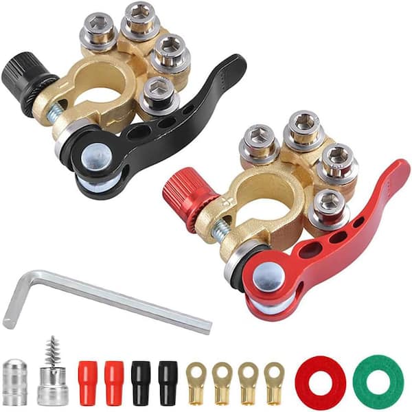 4 Way Quick Release Car Battery Terminal Connectors for SAE/JIS Type A Posts Compatible with Cars Trucks 2-Pieces