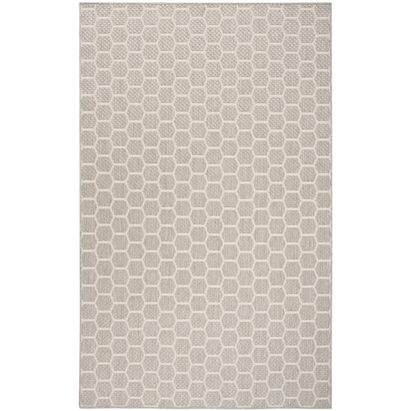 Nourison Reversible Indoor Outdoor Grey 6 ft. x 9 ft. Honeycomb Contemporary Area Rug