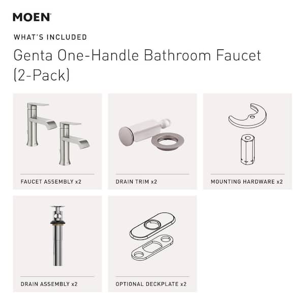 Genta Single Handle Single Hole Bathroom Faucet with Drain Kit Included in Spot Resist Brushed Nickel (2-Pack)