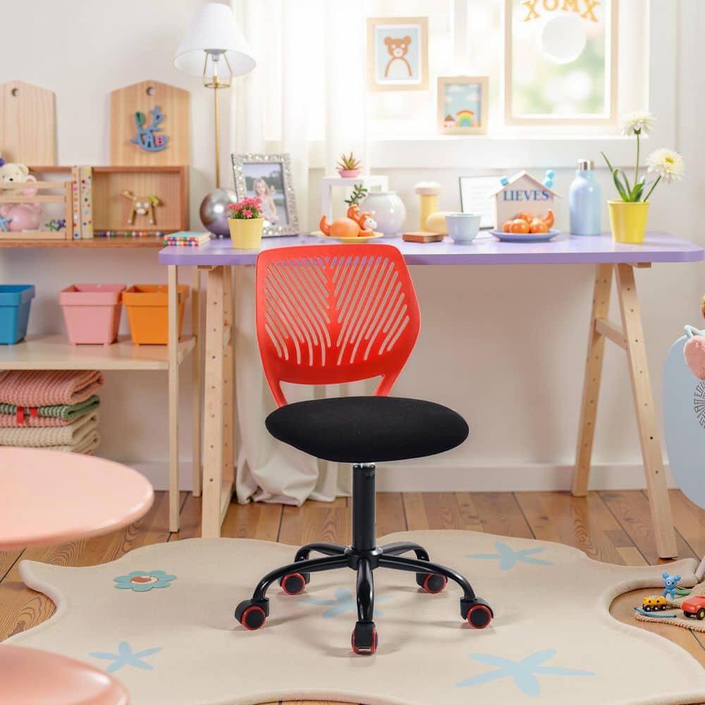 Homy Casa CARNAT Cherry Red and Onyx Black Ergonomic Kids Desk