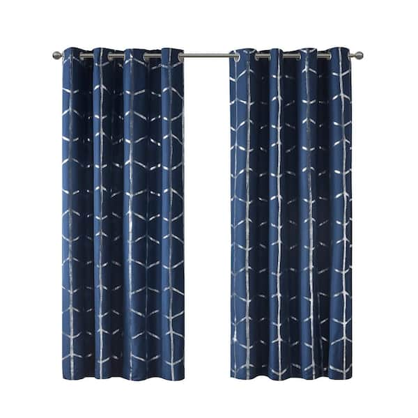 Sun Smart Elysia Navy Damask Knitted Jacquard Damask 50 in. W x 84