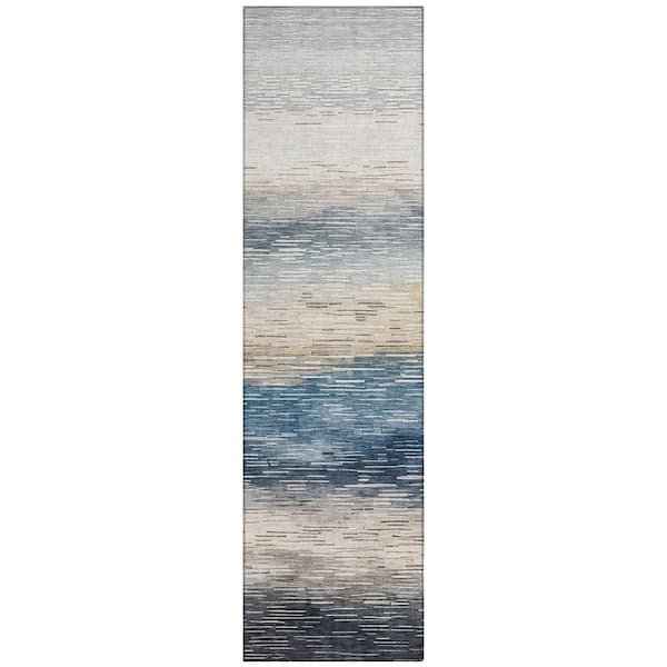 Chantille Machine Washable Indoor/Outdoor Abstract ACN2940 Blue 2 ft. x 7 ft. Runner Rug