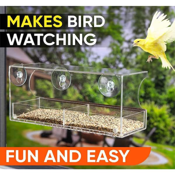 12 in. Outdoor Clear Window Bird Feeder - Window Bird Feeder with Strong Suction  Cup, Transparent Bird House B00YSU3WG2 - The Home Depot