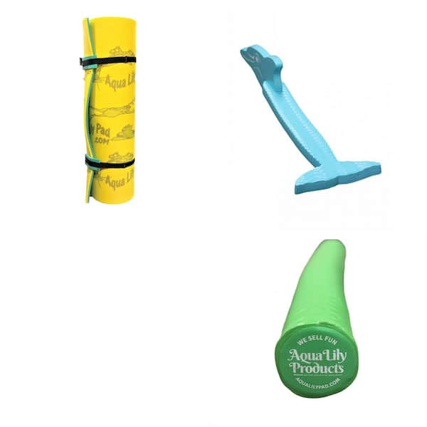 Aqua Lily Pad 12 ft. Water Playground Floating Island and 2 Foam Kids Pool Noodles