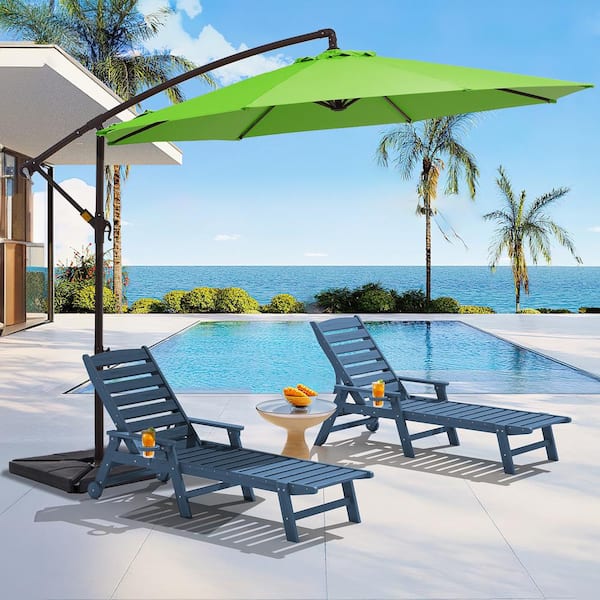JEAREY 10 ft. Steel Cantilever Patio Umbrella with weighted base in Apple Green