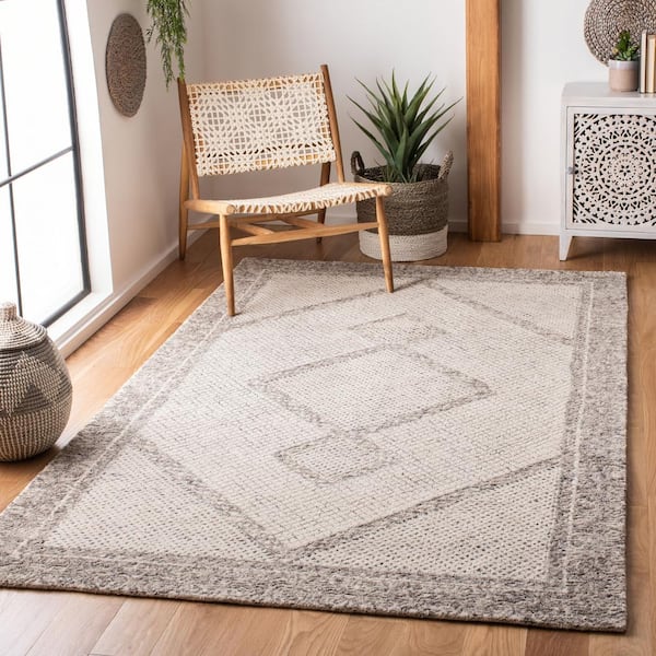 Safavieh Bermuda 8' Square Cream and Grey Indoor/Outdoor Area Performance  Rug, NFM