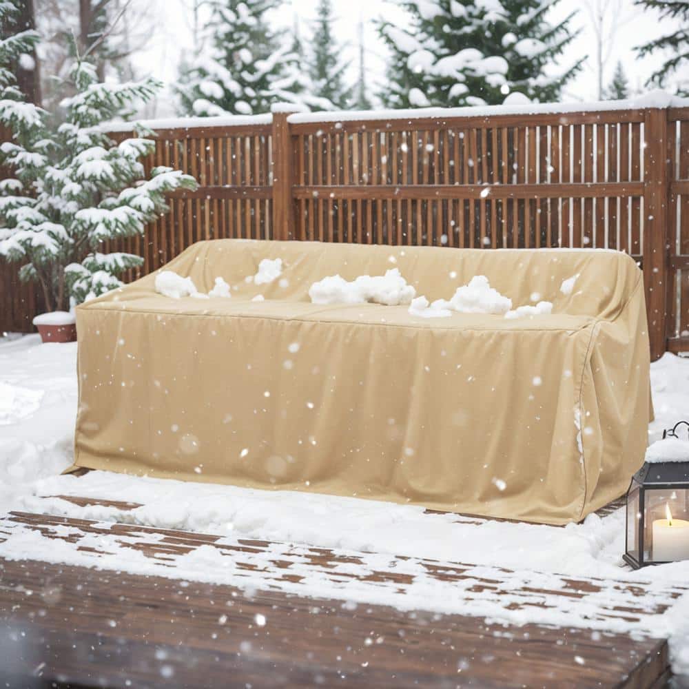 Beige Weather-Resistant Outdoor 3-Seater Sofa Cover