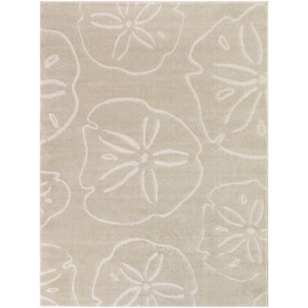 Delmar Cream 8 ft. x 10 ft. Coastal Sand Dollar Area Rug