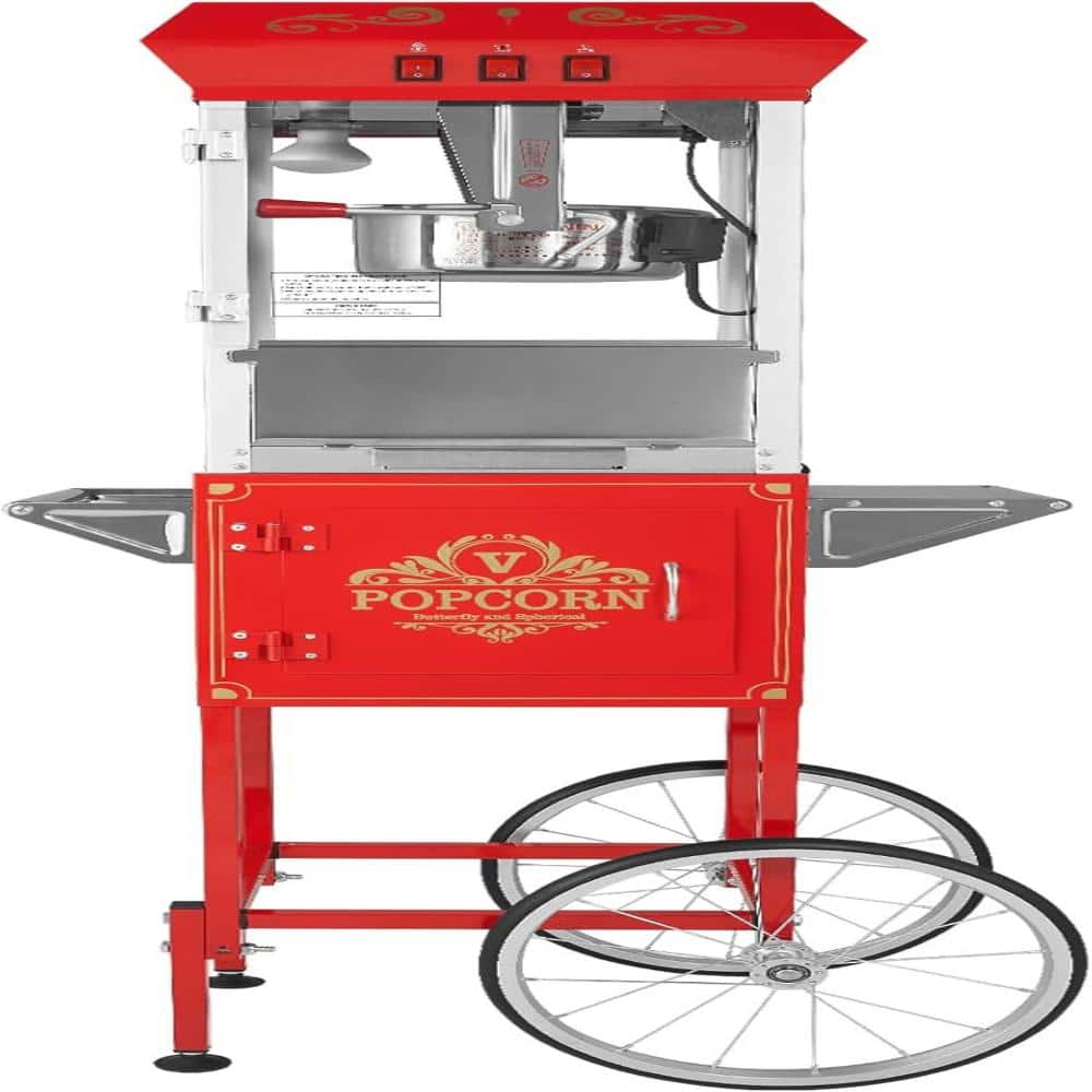 Popcorn Machine with Cart, 8oz Stainless Kettle, 800W Popper, 48 Cups per Batch, 2-Button Control, 1 Scoop 3 Spoons price history on PriceWatchPro