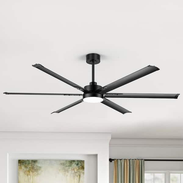 Aubrey 6 ft. Indoor 120-Volt Black-Aluminum-Blade Black Industrial Ceiling Fan with Integrated LED and Remote Control