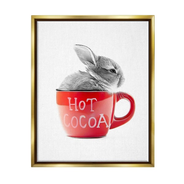 Stupell Industries Bunny in Red Mug by Annalisa Latella 1 Piece Floater Frame Graphic Print Animal Poster Art Print 21 in. x 17 in.