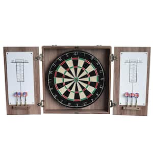 19.75 in. Winchester Dart Board and Cabinet Set in Driftwood