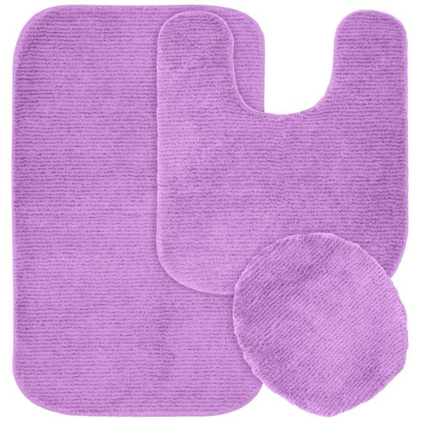 Garland Rug Glamor Purple 21 in. x 34 in. Washable Bathroom 3-Piece Rug Set
