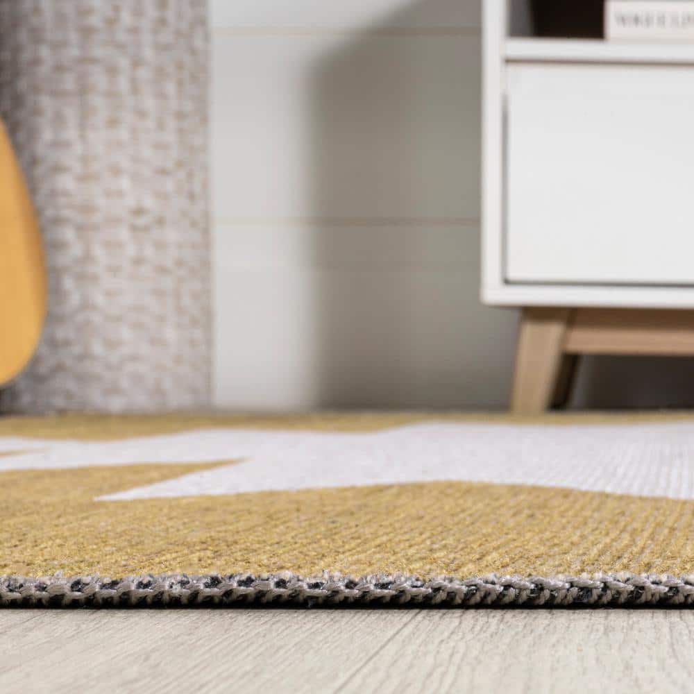 Chayton 8' x 10' Yellow and Cream Geometric Washable Area Rug