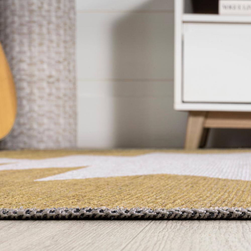Chayton 8' x 10' Yellow and Cream Geometric Washable Area Rug