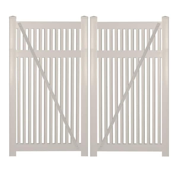 Weatherables Williamsport 10 ft. W x 5 ft. H Tan Vinyl Pool Fence Double Gate Kit Includes Gate Hardware