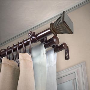 13/16" Dia Adjustable 48" to 84" Triple Curtain Rod in Cocoa with Mateo Finials