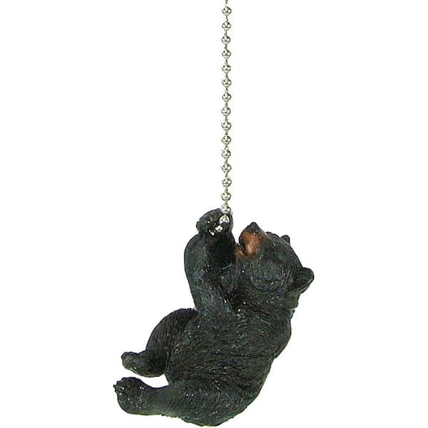 Rustic Black Bear 2. 5in. Resin Ceiling Fan Pull Chains with Connector-Lodge Decor