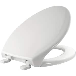 Elongated Commercial Plastic Closed Front Toilet Seat in White