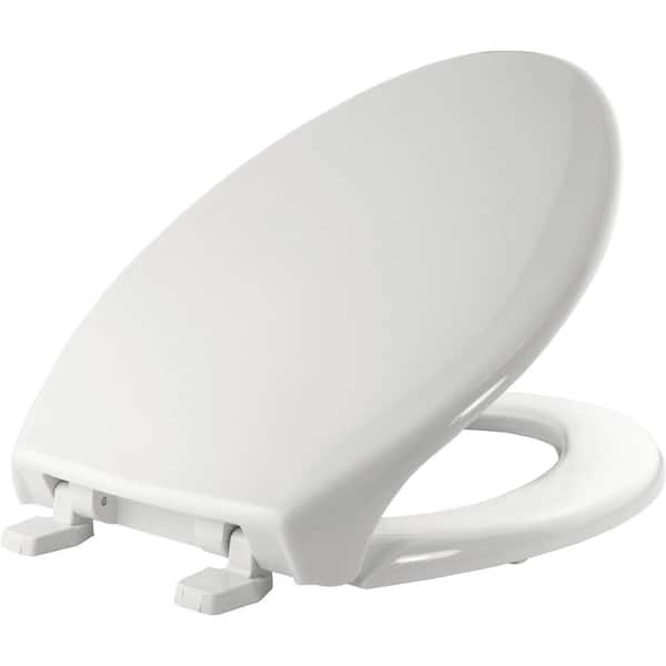 BEMIS Elongated Commercial Plastic Closed Front Toilet Seat in White ...