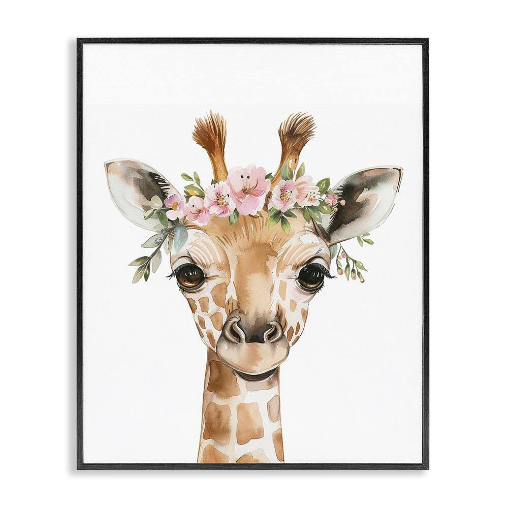 Nursery Floral Giraffe by LSR Design Studio Black Framed Animal Giclee Art Print 30 in. x 24 in. price history on PriceWatchPro