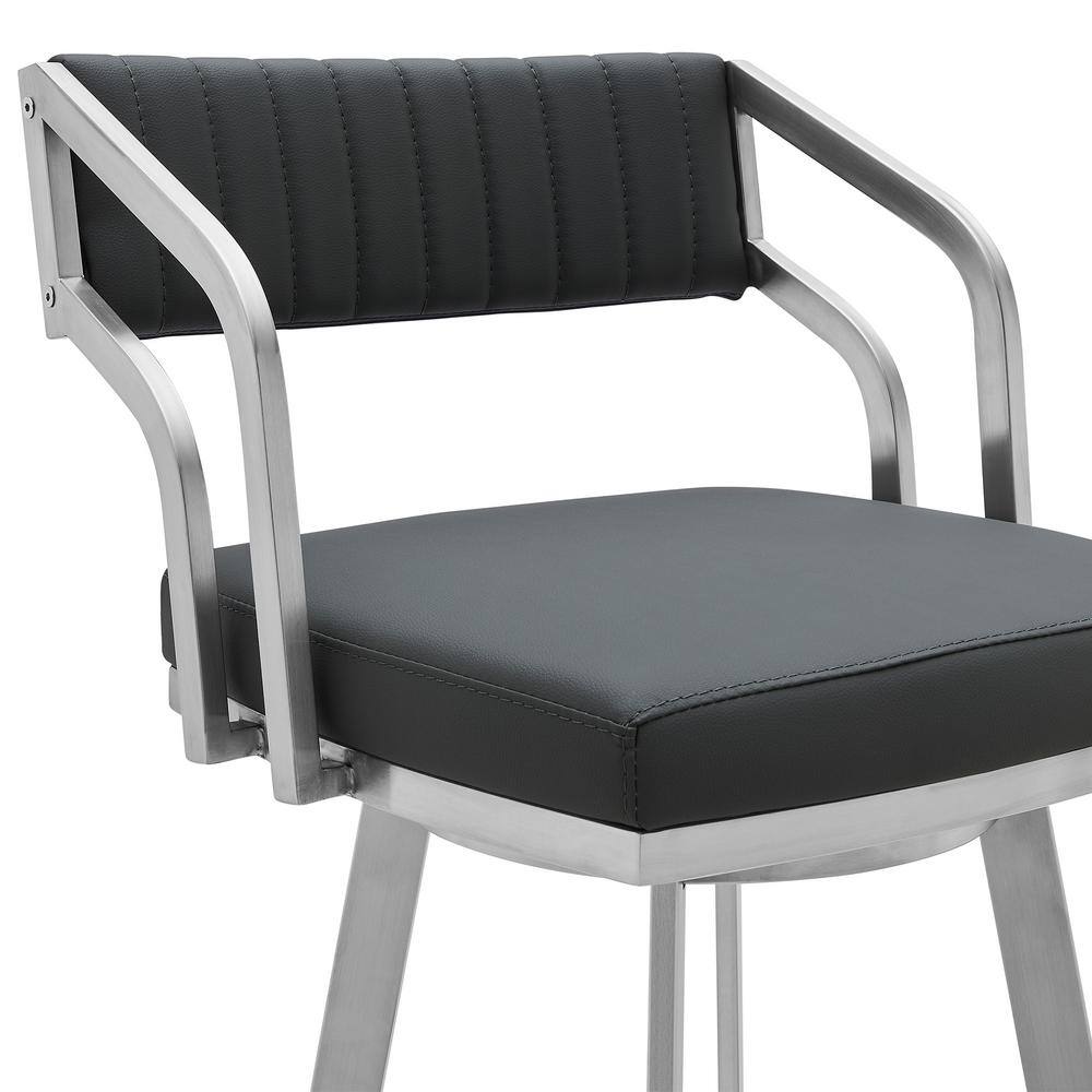 Capri 30" Gray Metal and Faux Leather Swivel Bar Stool