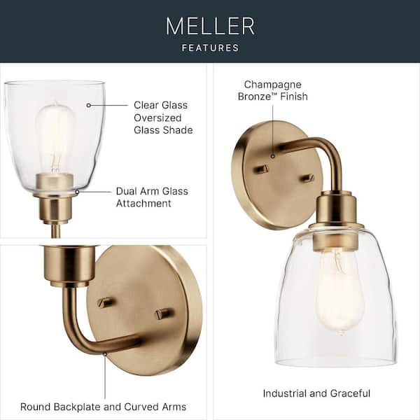 KICHLER Meller 11.25 in. 1-Light Champagne Bronze Bathroom Indoor
