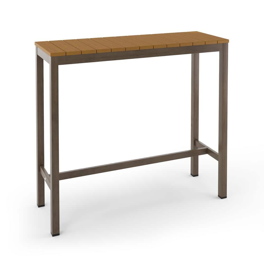 LUE BONA 45 in. W Brown Outdoor Bar Table HDPS Material Rectangular