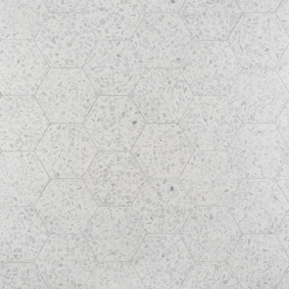 Fusion Hex Gray Terrazzo Matte Porcelain Floor and Wall Tile