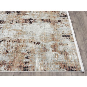 Azure Grey 4 ft. x 6 ft. Abstract Polyester Area Rug