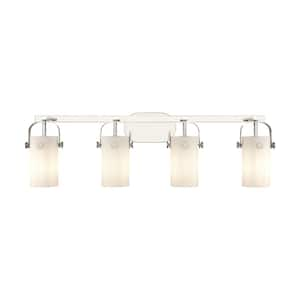 Pilaster II Cylinder 34.88 in. 4-Light Polished Nickel Vanity Light with Glass Shade