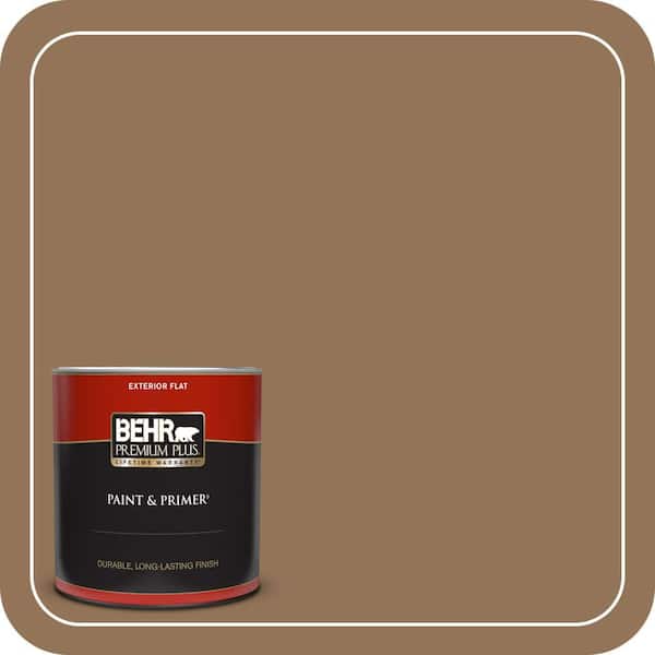 BEHR PREMIUM PLUS 1 qt. #290F-6 Warm Earth Flat Exterior Paint & Primer