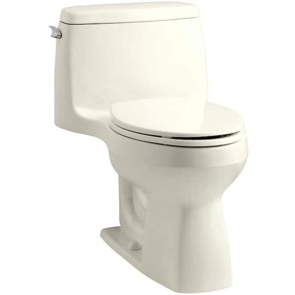 KOHLER Santa Rosa Comfort Height 1-piece 1.28 GPF Single Flush Compact Elongated Toilet with AquaPiston Flush in Biscuit