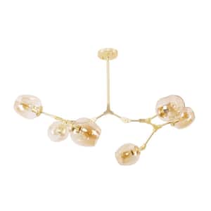 Rochelle 6-Light Amber Color Shades Chandelier Golden Finish Bracket Adjustable Hanging Chandelier