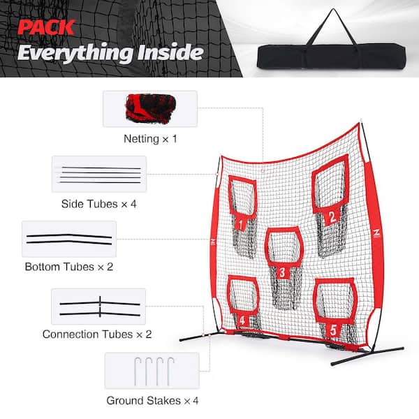 Unbranded - Football Throwing Net, 7 ft. x 7 ft. Football Training Equipment with 5 Target Pockets for Throwing and Passing Practice