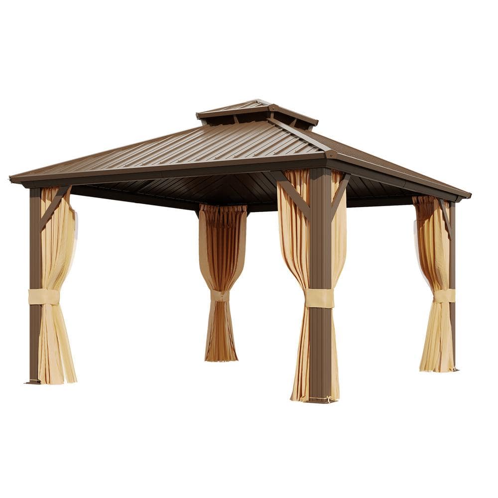 12 ft. x 10 ft. Hardtop Gazebo with Galvanized Steel Double Roof & Aluminum