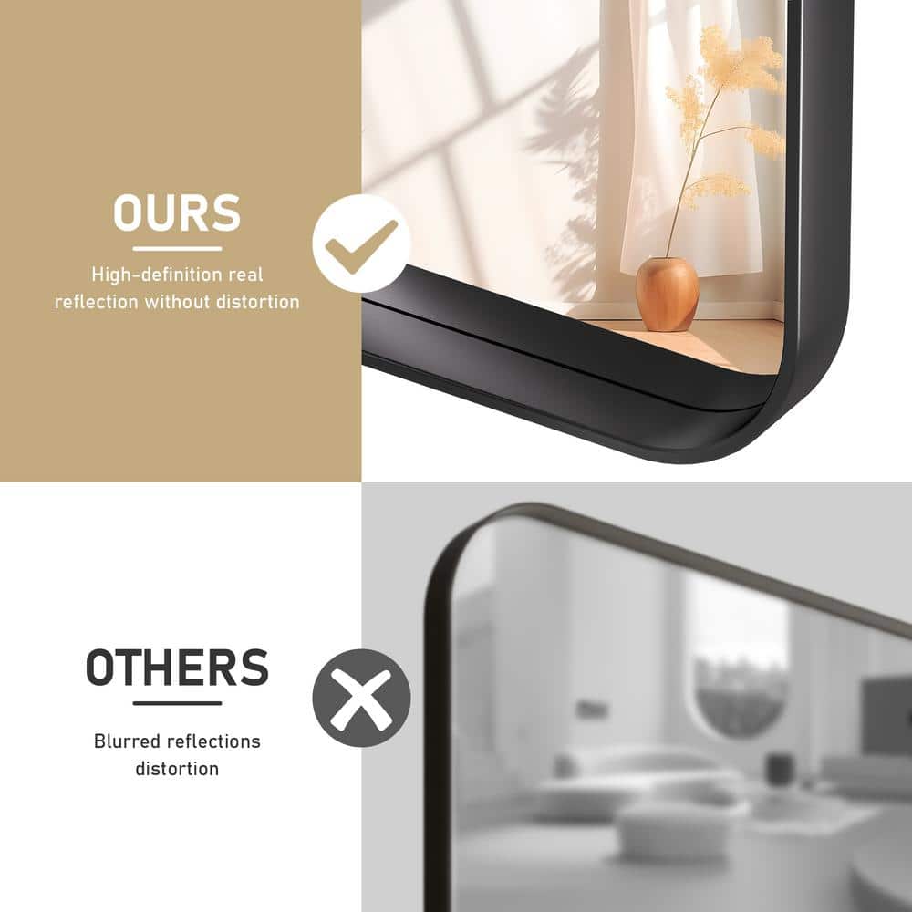 Modern Silver Rectangular Wall Mirror with Metal Frame